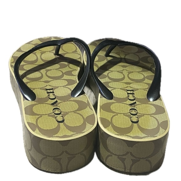 Coach Signature Black and Tan Sandals, Size 10B - Picture 3 of 10